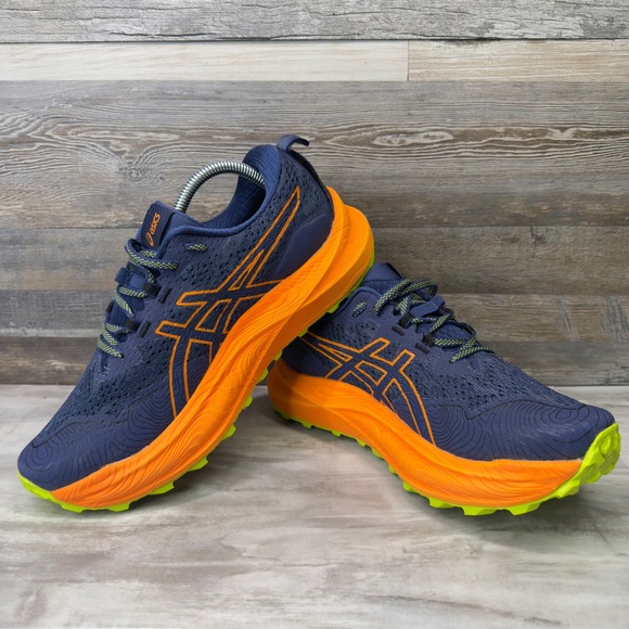 Asics Trabuco Max 2 Mens Size 9 Trail Running Shoes Navy Orange 1011B606 EUC - Picture 4 of 16